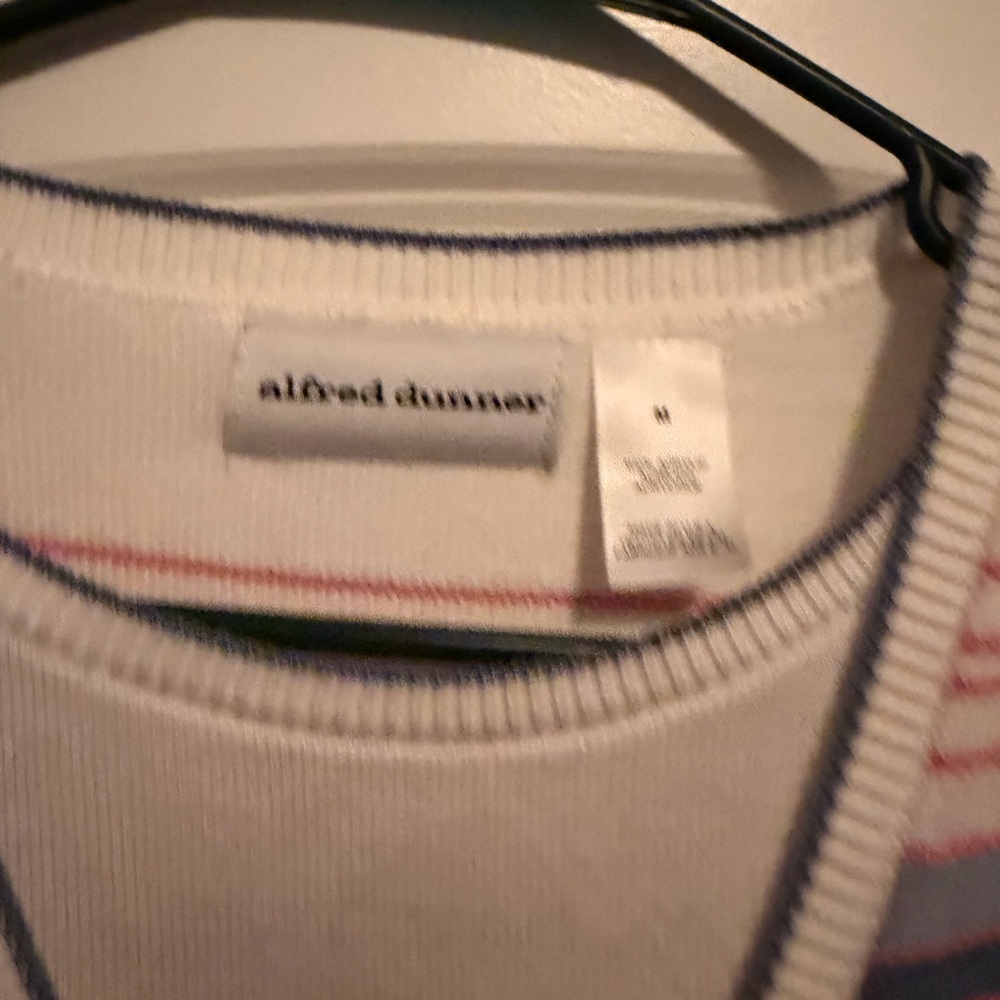 Alfred Dunner Cape May Womens Medium Striped Short Sleeve Cardigan Sweater NWT - Picture 4 of 7